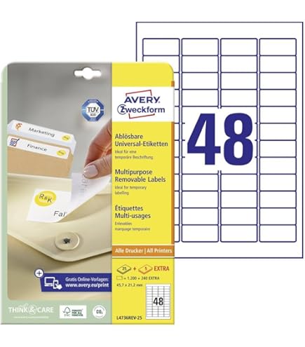 Étiquettes Adresses Transparentes Avery Zweckform – 63,5x29,6 Mm, 25 Feuilles (675 étiquettes), QuickPeel, Pour Enveloppes C6