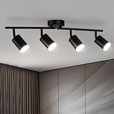 Bojim LED Indoor Kitchen Ceiling Lamp with 4 10 W Adjustable Spotlights Precise Light Powerful GU10 Light Black Light Bar Wal