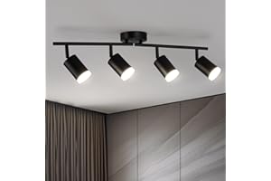 Bojim Lampa sufitowa 4-płomienna czarna, LED Lampa sufitowa obrotowa GU10, Nowoczesna lampa sufitowa metalowa reflektor do sypialni, salonu, kuchni (Bez źródła światła)