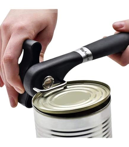 APRISCATOLE MANUALE IN ACCIAIO INOX 2 PEZZI - BORDO LISCIO E SICURO - ERGONOMICO ANTISCIVOLO PER CUCINA E CAMPEGGIO