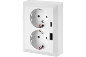 ADAKAT Podtynkowe podwójne gniazdo, USB-A, USB-C, All-in-One, seria CH1 białe, 180304740