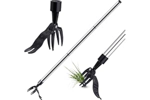 4TH EMOTION Garden Weed Puller Tool, Handle Weeder Remover for Removal Lawn Dandelion Weed Root(Black)