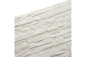 RAY-VELOCITY WANWEITONG PE Mousse Papier Peint en 3D Auto-Adhésif Bricolage Autocollants Muraux Décor Mural en Relief Brique en Pierre pour Bureau Chambre Séjour Décoration d'intérieur 60 * 60cm (24 Pcs, Blanc)