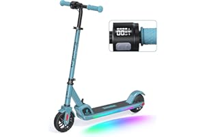 ‎SMOOSAT SmooSat E9 PRO Elektroroller f¨¹r Kinder, mit Bunter Regenbogenlicht, 5 Meilen Reichweite, LED-Anzeige, Einstellbare Geschwindigkeit und H?he, Faltbarer Elektroroller f¨¹r Kinder von 8-12 Jahren