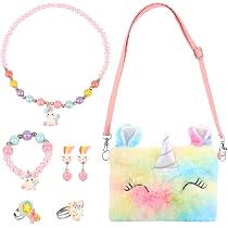 Kit Bijoux Princesse Pour Fille - Colliers, Bracelets, Boucles D'oreilles Et Sac (11 Pièces - Cadeau Idéal)