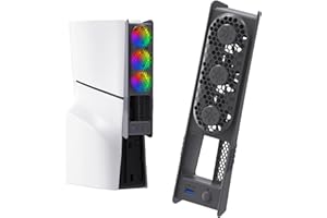 ELUTENG Ventilateur de Refroidissement pour PS5 Slim et PS5 Pro, Efficient Refroidisseur avec Lumière RGB et Hubs USB 3.0, Accessoire de Refroidissement Silencieux pour Playstation 5 Pro/Slim