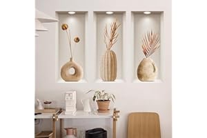 HGDESIGN® Wandtattoo Wandaufkleber 3D Vase Grüne Pflanzen Magnolie Wandsticker Wohnzimmer Schlafzimmer Wandbild Wanddeko (E)