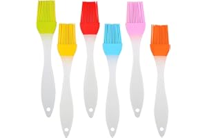 FVIZAL Silicone Pastry Brush, 6Pcs Food Brush, Egg Brush, Pastry Brush for Baking Cooking BBQ Grill Cake Meat Marinating, Bright Color Basting Brush, Heat Resistant Silicone Brush