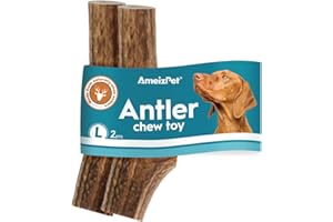 AmeizPet Asta De Ciervo para Perro - Masticables Naturales para Perros, Huesos Naturales Asta Ciervo, Extra Duraderos, Asta De Ciervo Duradera - 2 Piezas Asta Ciervo Tamaño L