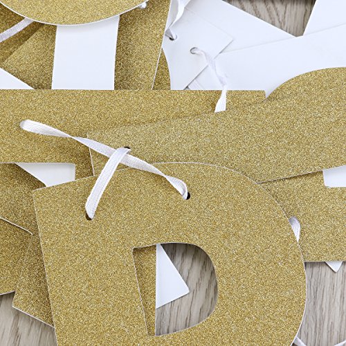 OULII Alles Gute zum Geburtstag Glitter Gold Girlande Fahne Flagge Banner für Geburtstag Party Dekoration - 3