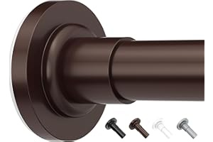 Yeabett Karnisz do zasłon bez wiercenia, 48-154,9 cm, drążek teleskopowy, drążek zaciskowy do firanek, brązowy