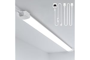 Amdelne 6000k Led Batten Light, 1.3FT 40CM, 16W Plug in Ceiling Light Led, IP65 Workshop Lighting for Garage, Office, Bedroom, Living Room,Wall, Kitchen, Shed, Outdoor