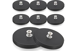 SWIHORAB 8 magneti al neodimio, gommati, Ø 66mm, potenti magneti gommati, antiscivolo con filettatura interna M6, base di montaggio magnetica per strisce luminose