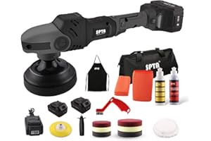 SPTA Polisseuse Voiture, Machine à polir Polisseuse Orbitale Polisseuse Excentrique 6400RPM, 150mm/125mm Plaque d'appui,8 Polissage Pad,pour Le Polissage, Cirage, Ponçage- 6840150PT