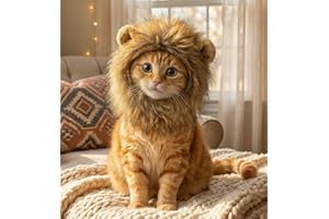 OMG Adorables Lion Mane Costume pour Chats,Furry Pet Perruque avec Les Oreilles Mignon Convient pour Adultes Félins et Petits Chiens Animaux acceptés Coffre-Fort Animaux Grand Marron