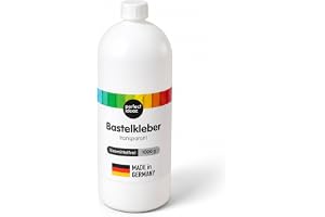 perfect ideaz 1000 g (1 kg) hobbylim, transparent lim, utan lösningsmedel, går bort i tvätten, flytande, genomskinligt, vattenlösligt, snabbtorkande, skol- och hobbylim