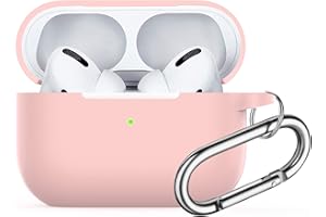 Custodia per AirPods Pro,Watruer Soft Silicone Skin Cover Custodia protettiva antiurto con portachiavi per Apple Airpods Pro 2019 (LED anteriore visibile) - Rosa