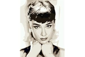 YEESAM ART DIY Ölgemälde Malen nach Zahlen Erwachsene Kinder, Audrey Hepburn Zahlenmalerei ab 5 Öl Wandkunst (Hahn, ohne Rahmen)