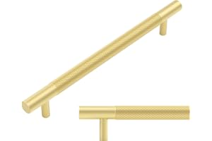 LONTAN 10 Pack Gold Kitchen Handles (6-5/16inch) 160mm Hole Centers Sandy Gold Cupboard Handles Knurled Cabinet Pulls