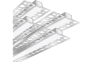 LEDLightsWorld Plaster-in Drywall LED Profile, 4 Pack 3.3ft/1M Aluminum LED Profile with Milky Diffuser for 9mm LED Strip, Trimless Plaster Aluminum Profile Channel for Ceiling and Wall