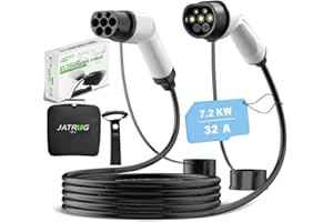 JATRHG Câble de Recharge EV 7.2KW 32Amp /Monophasée/ 15 mètres/Véhicule électrique et Hybride Rechargeable de Type 2 à Type 2