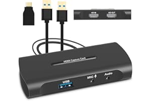 SANYIPACE Scheda di Acquisizione Video HDMI, Game Capture Card con microfono-in HD 60fps Bassa Latenza Video Grabber per Registrazione Video, Ddiretta Streaming, Videoconferenza, Condivisione Dello Schermo