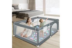 OHMG Parc Bébé,Parc Enfants,Modulable,Grand parc pour enfant en bas âge,sac de rangement,Maison Barriere Parc Bebe,en Tissu Oxford,Enceinte pour bébé (Gris foncé, 120 * 160 * 66cm)