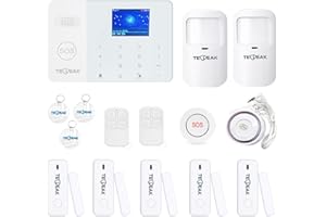 TECPEAK Sistema de Alarma doméstica inalámbrica, Kit de Alarma WiFi/gsm con Seguridad Sirena Proporciona un Modo Altamente eficaz para Proteger tu hogar y Oficina (A4-E)