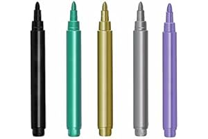 TUKNN Rotuladores Marcadors Metálicos, Marcador Copas De Vino, Marcadores De Copas, Rotulador Para Vidrio, Rotuladores Marcadors MetáLicos Para Copas De Vino, Para Ventanas Similares, 5 Piezas