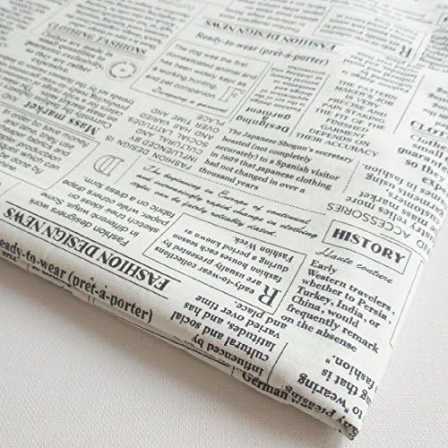 Newspaper Newsprint Text News Black and White on White 36 by 36-Inch Wide (1 Yard) (CT590) by NP Fabric