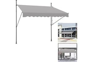 YARDIN Toldo para balcón, toldo con abrazadera, manivela retráctil manual, altura ajustable, resistente a los rayos UV, protección solar, para patios, balcones, restaurantes, jardín, gris,250 x 120 cm