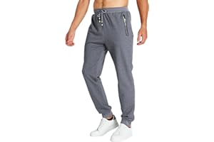 ZOXOZ Pantaloni Sportivi Uomo Cotone con Elastico in Vita con Tasche Zip