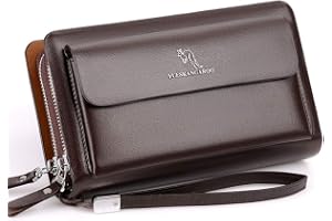 Pochette Uomo Pelle da Polso Portafoglio Borsello en Mano Affari Viaggio Borsa da Polso med dragkedja handväska Cellulare kon
