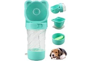 ENKIFUN Bouteille d’Eau Portable pour Chien, distributeurs d’Eau pour Chiens en Plein air 350 ML, réservoir de Nourriture 200 ML, Bouteille d’Eau pour Chien Marchant avec Compartiment pour Sac Poubelle