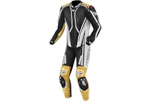 ‎BERIK Berik Adria-X 1-Teiler Motorrad Lederkombi, schwarz/weiß/gold, 50
