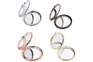 Guilty Gadgets 3 x SMALL FOLDING COMPACT HANDY MIRROR HAIR BRUSH POCKET HANDBAG SIZE TRAVEL MAKEUP - Gold/Silver/Black - 3 x Randomly selected colours