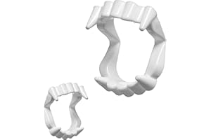 KEÏNELS Denti Vampiro Bambino Bambina – 2 di Denti da Vampiro per Bambini - Denti Dracula da Agganciare Adatto ai Bambini - Canini da Vampiro Halloween Carnevale Stabili e Innocui