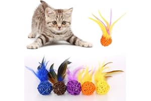 N-BRAND Pulabo, palline interattive per gatti, gattini colorati giocano giocattolo per la cattura della pesca, palla interattiva in rattan per animali domestici, giocattolo per gattini, attività all'aperto