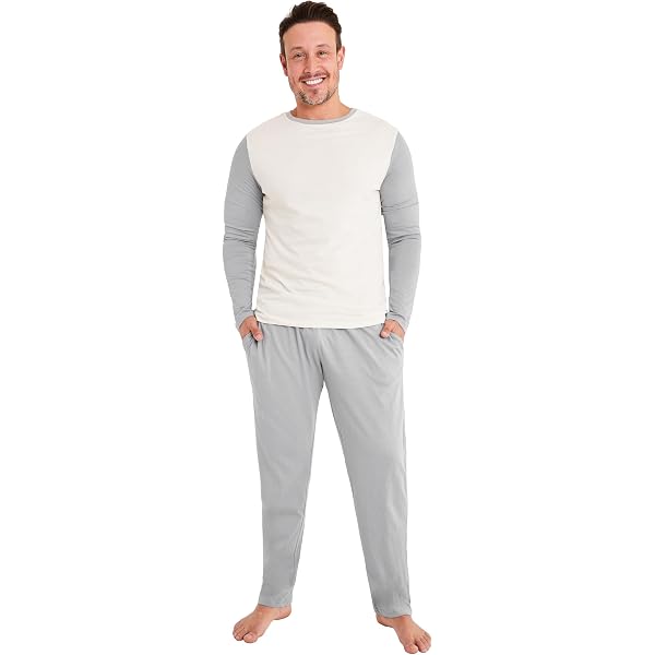 AjezMax Ensemble Pyjamas Bambou Homme 2 Pièces Haut Et Bas De Pyjama Manche Longue Pantalon V Tement De Nuit Avec N 760239