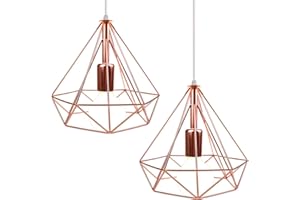 iDEGU Lámpara Colgante Vintage 25CM Lámpara de Techo Industrial E27 Iluminación Colgante Techo Retro para Comedor Dormitorio Sala de Estar Cocina (2 Piezas, Oro Rosa)