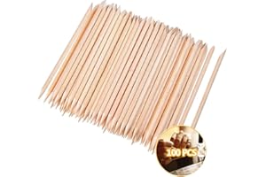 Bastoncini di Legno Arancione 100 Pezzi, MCSQK Stick per Cuticole in Legno a Doppia Faccia per Unghie, Stick per Unghie Multifunzione per Cuticole per Nail Art Remover Manicure Art Pedicure