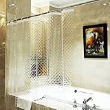Ecooe Duschvorhänge 3D Wasserwürfel Duschvorhang Transparent 100% EVA-Material Wasserdicht Anti Schimmel, 180 x 200cm mit 12 Ringe Badvorhang für Badezimmer