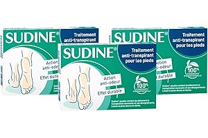 SORIFA - Lot de 3 - Sudine Poudre Traitement Anti-transpirant - Pied - Régule la transpiration - Absorbe - Prévient les mycoses - Sans sels d’aluminium - Fabriqué en France - Boite 6 sachets-doubles