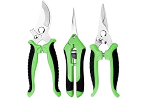 Zeripikfoasp 3 Stücke Gartenschere, Rosenschere, Pflanzenschere, Feststellgriff Trimmschere, Pflanzenschonende Baumschere, Gartenwerkzeug, für Bonsai Pflanzen Blumen Ernte Obst Gemüse