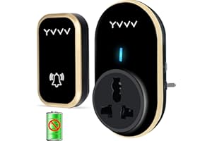 YVVV YVV Timbre Inalámbrico con Enchufe Timbre Impermeable para Puerta, 45 Melodías Rango de 150M de Distancia Timbre para Casa, 4 Niveles de Volumen, No Necesita Batería con función de Memoria