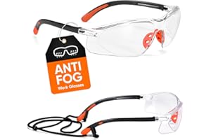 SAFEYEAR Anti Scratch Safety Glasses [EN166 Certified]- SG003 Anti Fog UV Protection Safety Goggles For Mens & Women, Anti Steam Z87 Protective Glasses for DIY Work, Grinding