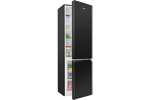 Bomann Réfrigérateur et congélateur 269L noir KG184-1-inox/noir, Capacité nette : 269 litres, Contrôle de la température en continu, Charnières de porte à droite, interchangeables