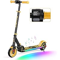SmooSat E9 Apex Scooter Elettrico Bambini 8+ Anni, Altoparlante Musica Bluetooth, Luci Arcobaleno Colorate Indicatore LED, Ve