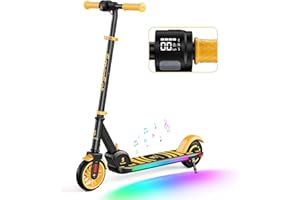 ‎SMOOSAT SmooSat E9 Apex Elektroroller für Kinder, Bluetooth-Musiklautsprecher, Bunte Regenbogenlichter, LED-Anzeige, einstellbare Geschwindigkeit und Höhe, Faltbarer E-Scooter für Kinder ab 8 Jahren