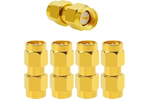 5 PCS SMA Male to SMA Male Connector, KUOQIY RF Coaxial Adapter Connector, for Antenna, Radio, WiFi, HT (Gold Plated)